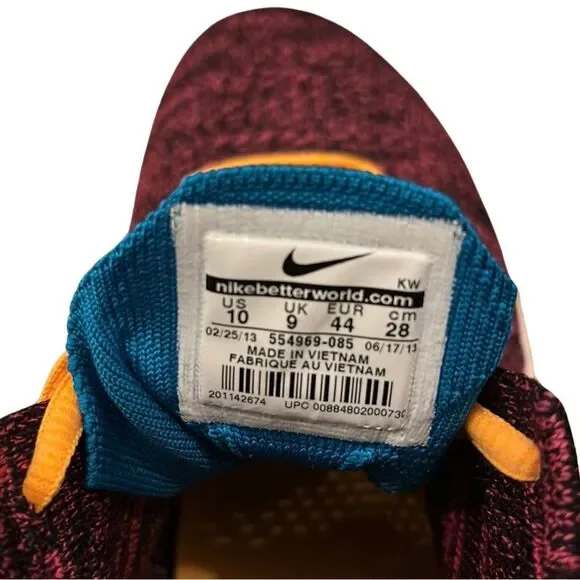 EUC Nike Lunar Flyknit Chukka Grand Purple Laser Orange